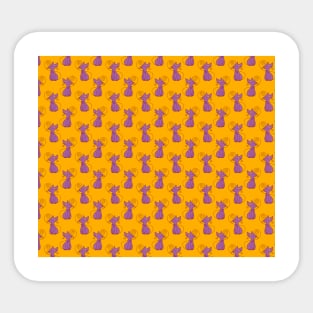 Purple and Yellow Fancy Cat Pattern Sticker